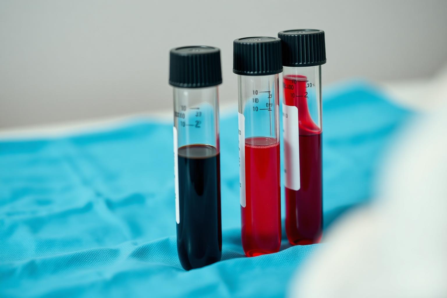 Side by side comparison of dark venous blood and brighter arterial blood for VBG vs ABG sampling