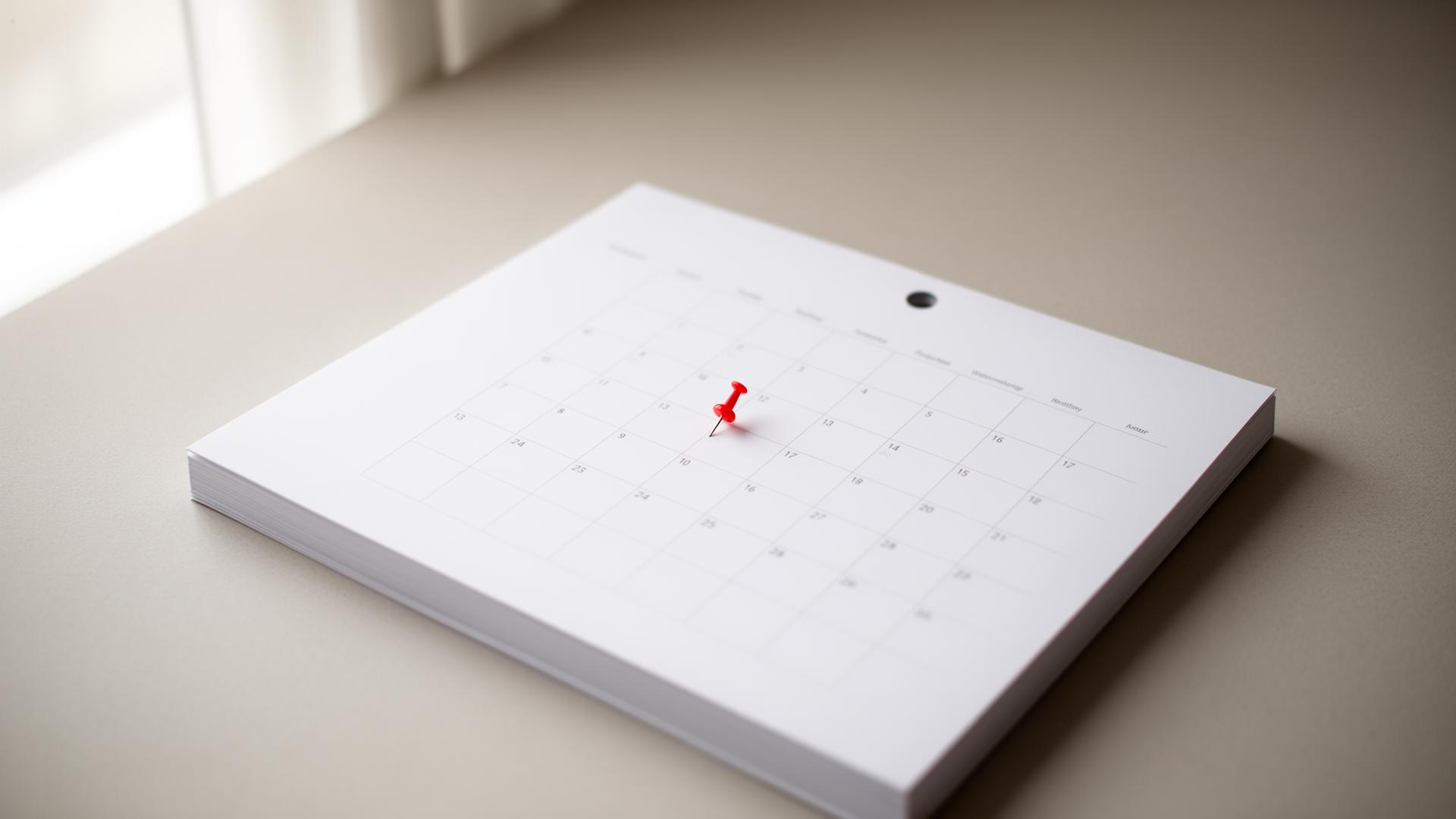 Wall calendar with a date circled in red marker for a how many days till countdown