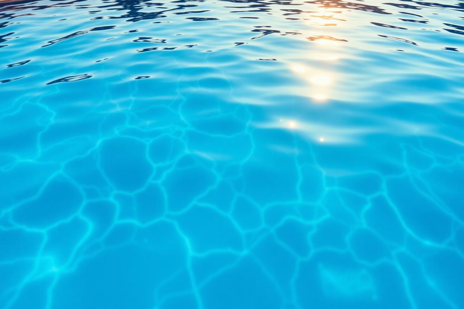 Clear blue saltwater swimming pool with sun reflections used with a pool salt calculator